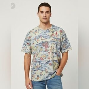 Polo Ralph Lauren Blue Green Hawaiian Tee Shirt Tropical Beach Logo L